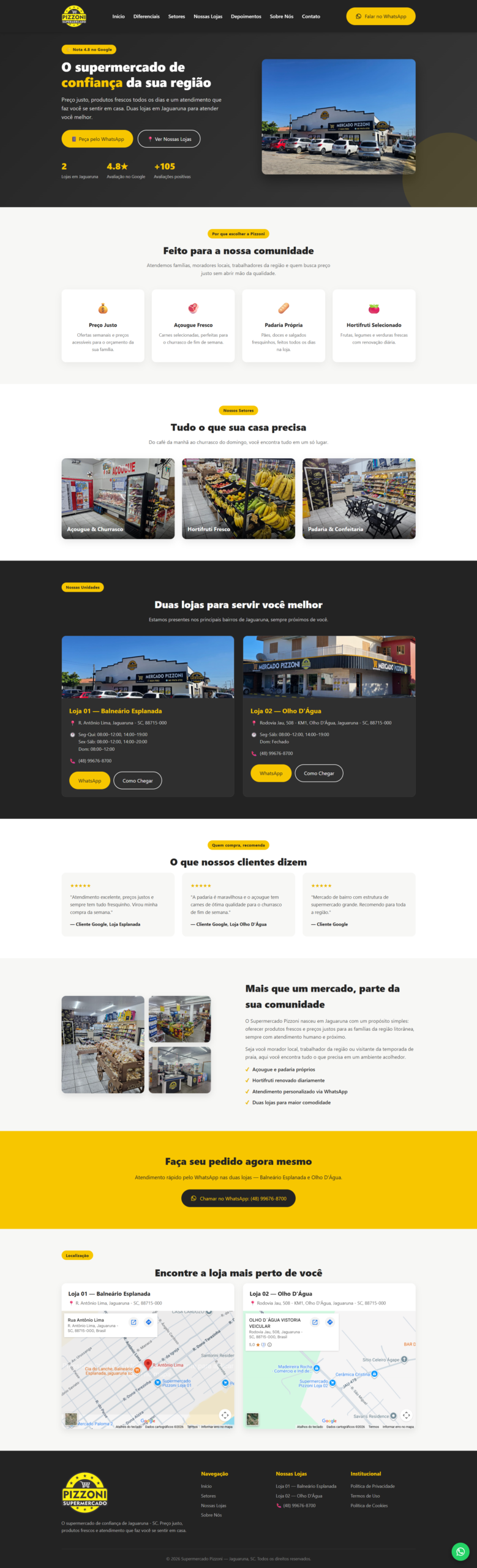 Lading Page Supermercado Pizzoni